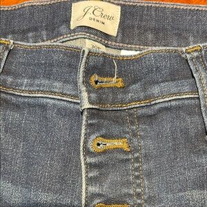 J. Crew Billie Demi Boot Crop Button-Fly Denim Jeans in Medium Blue